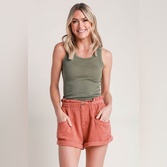🆕FREE PEOPLE Topanga Cuff Shorts-Spice Route color - Picture 2 of 13